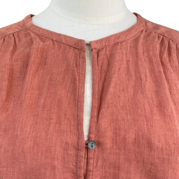 Pure J Jill Linen Button Front Shirt Long Sleeve Rust Countryside Lagenlook Sz M - Picture 4 of 16